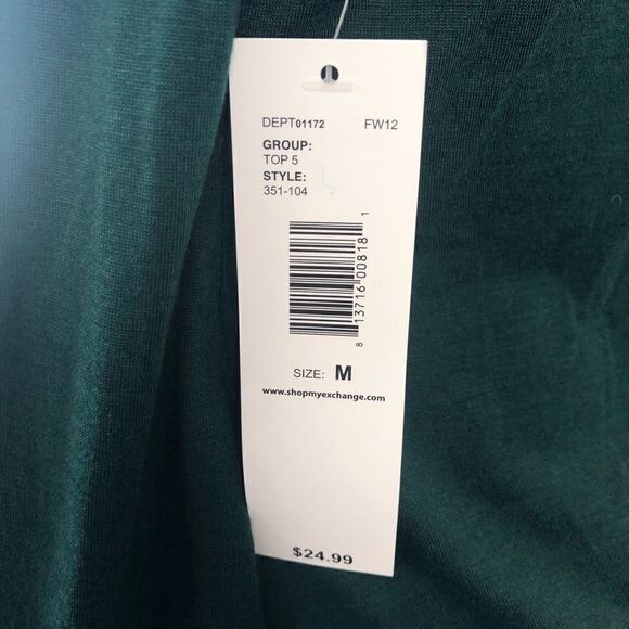 NWT Passports 3/4 Green Sequined Top Size M - Picture 5 of 7